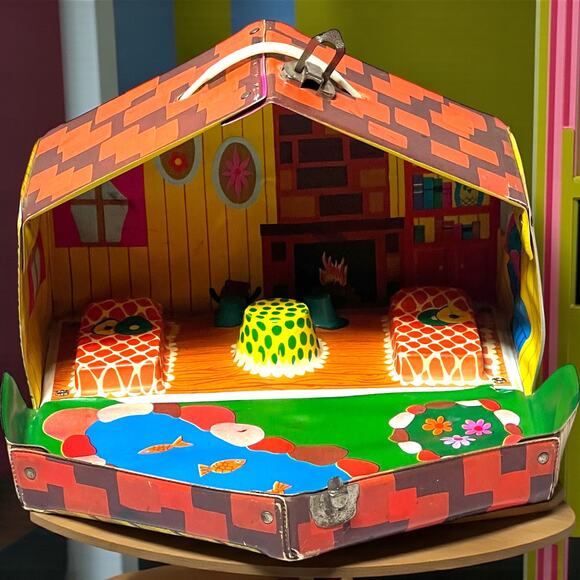 Vintage 1967 Mattel Liddle Kiddles Kabin toy Doll Carry Case Alco orange roof - Picture 1 of 14